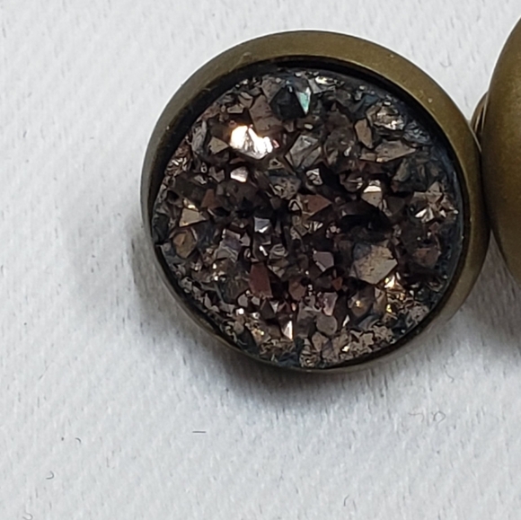 Vintage Rock Crystal Button Earrings - Picture 3 of 8